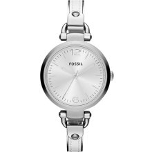 Fossil 'Georgia' Leather Bangle Watch, 32mm White/ Silver