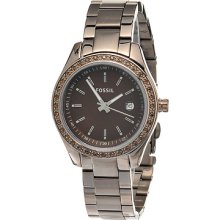 Fossil Ladies Mini Stella Brown Stainless Steel Glitz Watch With Date Es3022