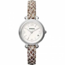 Fossil Women's Heather ES3195 Brown Leather Quartz Watch with White Dial