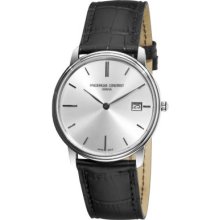 Frederique Constant Men's Slim Line Swiss Quartz Black Leather Strap Watch