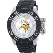 Game Time Watch, Mens Minnesota Vikings Black Polyurethane Strap 47mm