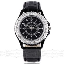 Geneva Crystal Dial Lady Girl Women Wrist Watch Bracelet Quartz Clock Hour C