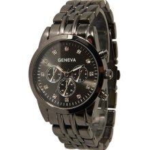 Geneva Gunmetal Designer Chronograph Women's Metal Slim Dial Bracelet Watch