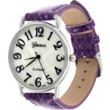 Geneva Platinum Women's Quartz Purple Mother-of-Pearl Dial Watch