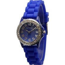 Geneva Small Silicone Rubber Jelly Watch With Crystals Bling Designer Watch