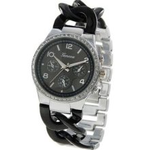 Geneva Womens Designer Inspired Chronograph Style Acrylic Link Bracelet Watch