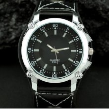 Gentleman's Watch Oversized Dial Kits Big Round Dials Black Pu Leather
