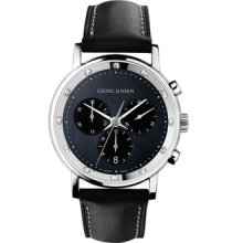 Georg Jensen Lady Chronograph 417 With Diamonds And Black Mother Of Pearl Dial