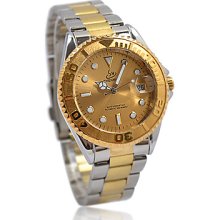 Gift Unique Golden Mechanical Auto Mens Watch UN2