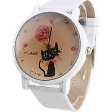 Girl Cartoon Cat Women Watch White Watchband A139