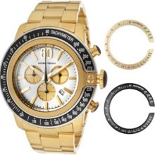 Glam Rock Watches Men's Sobe-Tech Chronograph White Dial Gold Tone Ion