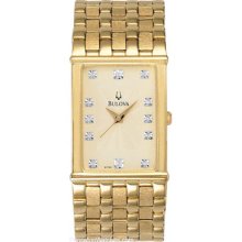 Gold-Tone Bulova Mens 12 Diamond Dress Watch Champagne Dial 97F52