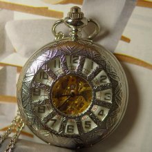 golden mechanical glass silver steampunk Pocket Watch classics telephone Antique wp019