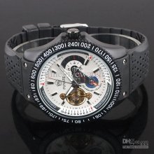Good Quality Day Night Silver-tone Face Pu Band Automatic Mechanical