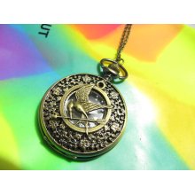 Gorgeous jewerly charm The Hunger Games flowers Pocket Watch Necklace Pendant