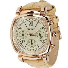 Gossip Rosetone Multi-Function Leather Strap Watch - Beige - One Size