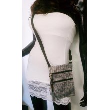 Gray Print Design Messenger Shoulder Handbag Crossbody Women Bag