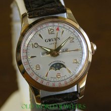 Gruen ladys german triple date moonphase