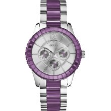 Guess Fashion Ladies Watch Silver-purple Titanium W13582l4