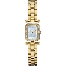 Guess U0107l2 Gold Rectangular Dial Ladies Watch In Original Box