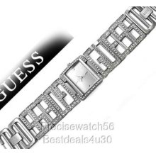 Guess Womens Dress Watch Swarovski Crystals Silver Logo Band Bracelet 2012