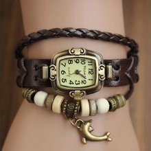 Hand-woven highend suede brecelet watch, leather retro watch,unisex charm bracelet watch DA021