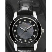 Harley Davidson Collection Ladies` Black Mother-of-pearl & 16 Diamond Watch