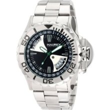 Haurex Italy Men's 7d365unv Black Sea Day Date Minute Track Steel Bracelet Watch