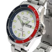 Henley Mens Day Date Watch Classic Style 300 Stainless Steel Bracelet