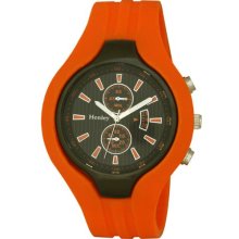 Henley Men's Quartz Watch With Black Dial Analogue Display And Orange Integral Silicone Strap H02042.8