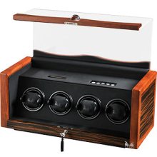 High Quality Volta Ebony / Rosewood Automatic Quad 4 Watch Winder Box