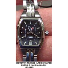 Houston Texans Fossil Watch Ladies 3 Hand Analog Logo Wristwatch