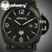 Infantry Police Mens Date Quartz Army Analog Sports Watch Black Leather Gift