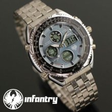 Infantry Royal Digital Quartz Display Men's Stainless Steel Wrist Watch Gift