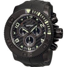 Invicta 0414 Men $1995 Sea Hunter Black Dial Chrono Black Polyurethane Watch