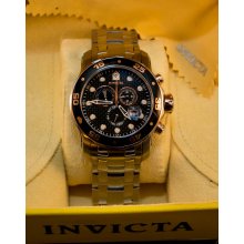Invicta 10379 Men's Watch Pro Diver TT Rose Gold SS Black Dial Chronograph 48mm
