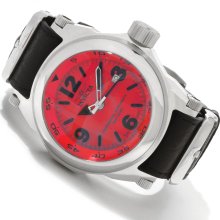 Invicta 10511 Men's I Force Swiss Made Black Leather Strap Red Dial Wa