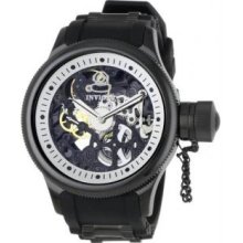 Invicta 1091 Mens Black Russian DIver Skeleton Hand Wind Mechanical Rubber Strap