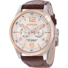 Invicta 13010 I-force Swiss Quartz Date Textured Dial Brown Leather Mens Watch