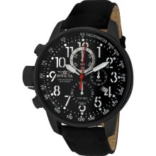 Invicta Men's 'Invicta II' Black Dial Black Leather Chronograph Watch