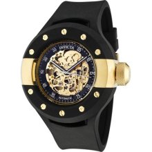 Invicta Men's S1 Automatic Gold Tone Skeleton Dial Black Polyuret ...