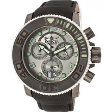 Invicta Men's Sea Hunter Chronograph Gunmetal White Bezel Dial Black Polyurethan