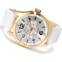 Invicta Men's Specialty Military Quartz Sunray Dial Leather Strap Watch