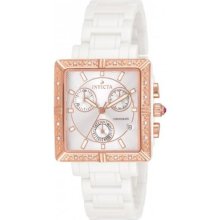Invicta Square Chronograph Swiss Movement Ceramic Band Case Cryst ...
