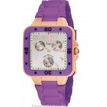 Invicta Womens Angel Silver Dial Neon Purple Rubber Strap Invicta-1300