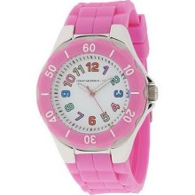Isaac Mizrahi Live! Colorful Silicone Strap Watch - Bright Pink - One Size