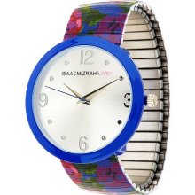 Isaac Mizrahi Live! Multi-Print Stretch Bracelet Watch - Blue Floral - One Size