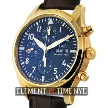 IWC Pilot Collection Pilot Chronograph 18k Rose Gold Black Dial