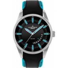 Jacques Lemans Liverpool Sport 1-1637C Men's Black/Blue Leather Strap Watch