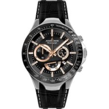 Jacques Lemans Porto 1-1661D Men's Chronograph Black Leather Strap Watch